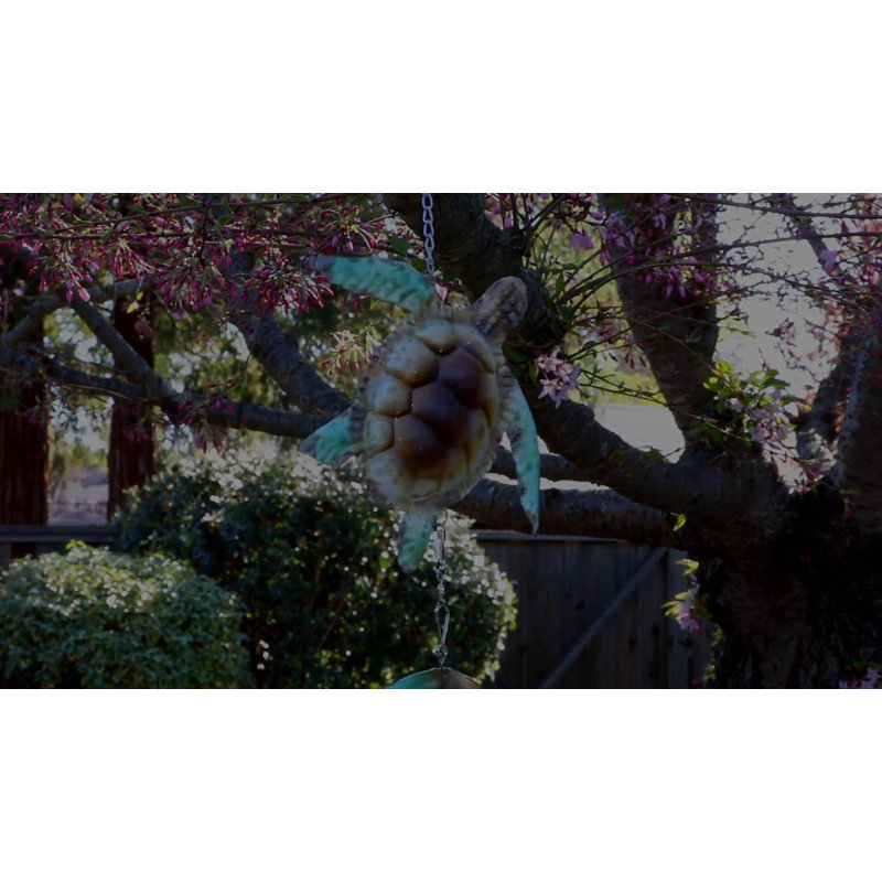 Rustic Metal Sea Turtle Hanging Wind Spinner, 7.75 inches