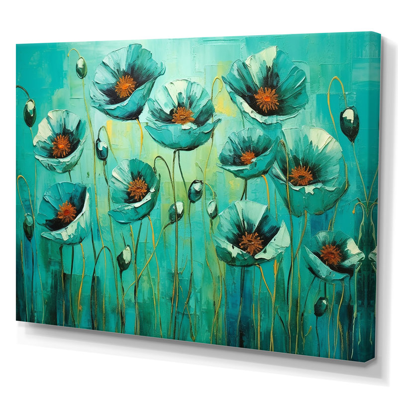 Emerald Elegance Poppies In The Breeze I, Toile tendue, H 34 po x l 44 po x P 1,5 po