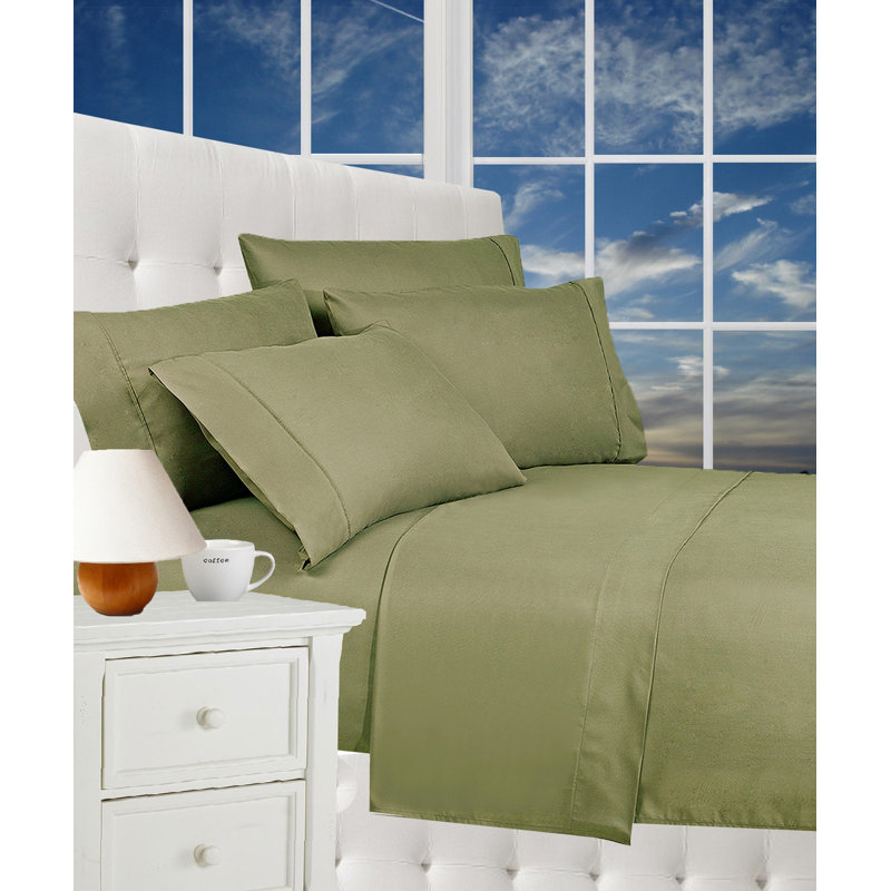 Microfiber Percale Sheet Set with Deep Pocket Fitted Sheet, Sage, Cal.King Sheet Set +1 Fitted Sheet +2 Pillowcases