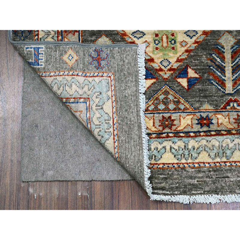 Tapis de couloir oriental gris en laine 2 pi 7 po x 9 pi 6 po Zyy
