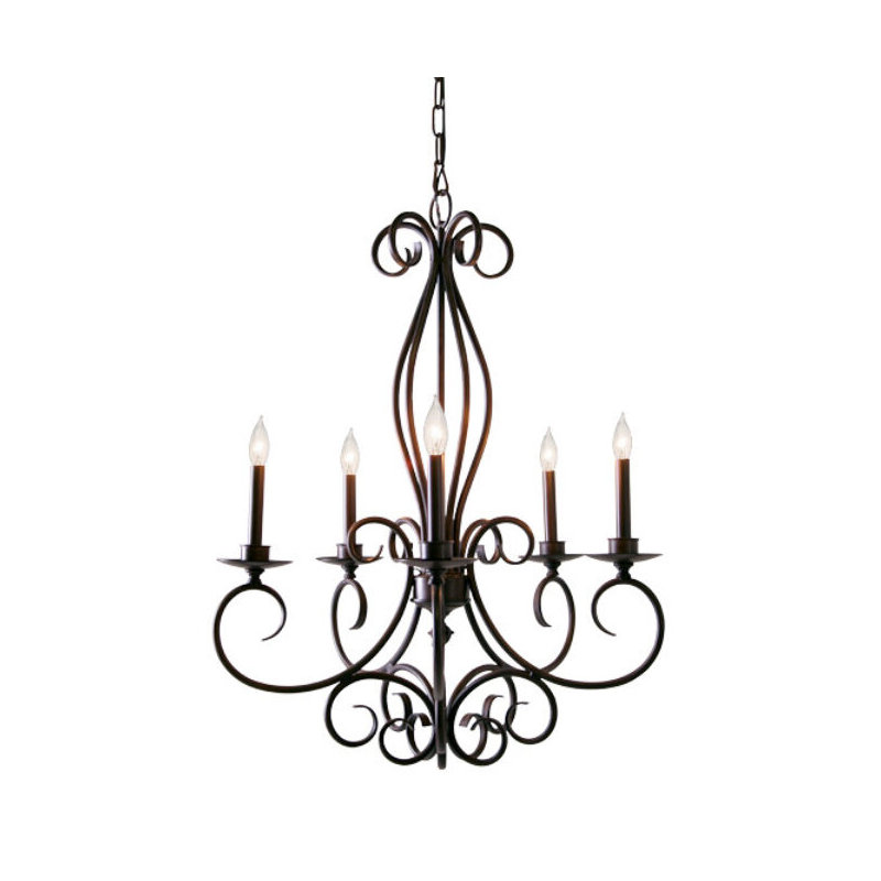 Phillipe 5 - Light Chandelier, French Bronze, Black Trumpet