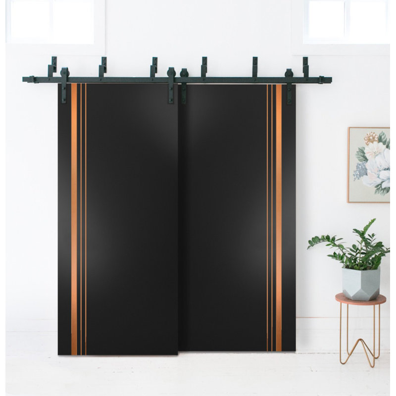 Porte de grange à panneaux en bois, Noir mat, 36 po x 84 po