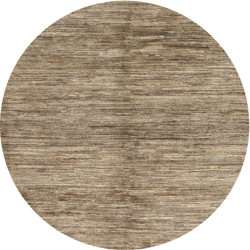 Tapis contemporain gris, Rond 6 pi