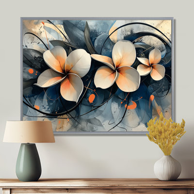 «Golden River of Aqua Plumeria Blossom IV», art mural Plumeria
