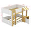 Lit superposé avec bureau, armoire de rangement et ports USB, lit superposé peu encombrant en bois massif avec échelle et garde-corps