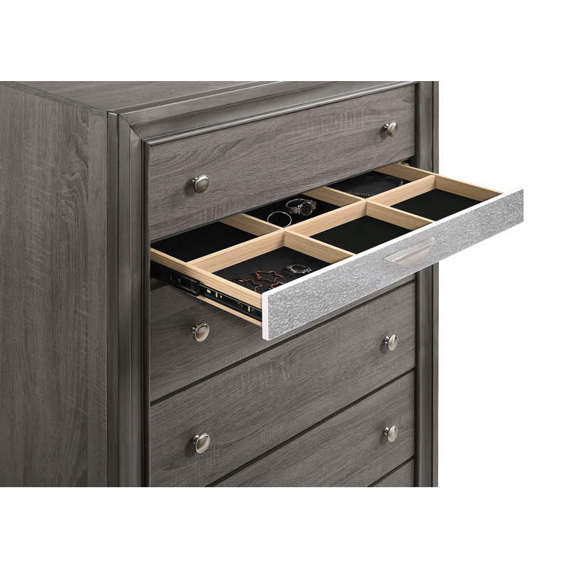 Ensemble de chambre avec lit plateforme et rangement Marielena Risa, Noir / argent, Grand