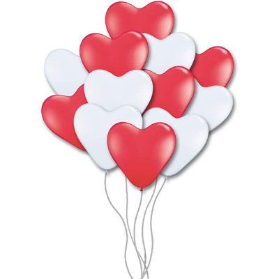 PMU Heart Shaped Balloons 15 Inch Party text Premium Latex