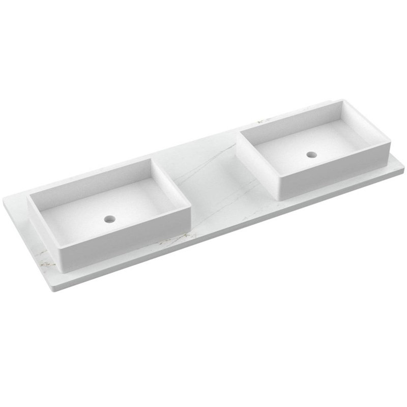 Gilded Double Bath Floating Vanity, Smoked Modern, 60"