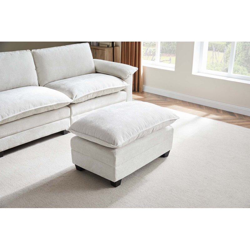 Canapé modulaire polyvalent avec repose-pieds pour divers espaces et conforts, Beige / Blanc, 3