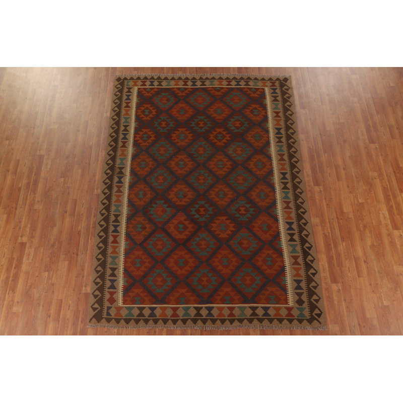 Tapis multicolore en laine réversible Kilim 7 x 9