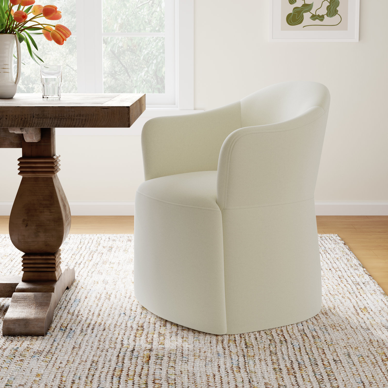 Janina Dining Armchair, Velvet Vesper Nature