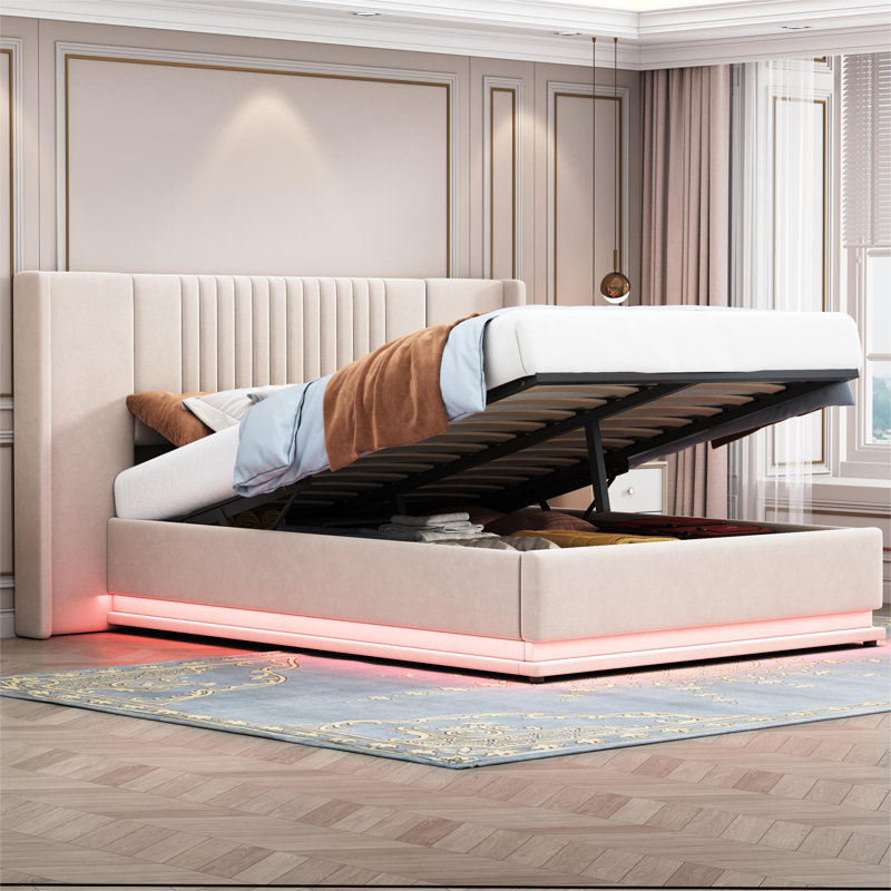 Chyou Upholstered Ottoman Storage Bed, Beige
