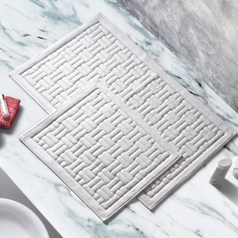 Ensemble de tapis de bain en coton de qualité supérieure (2 pièces), couleur crème, 19,7 po x 23,6 po et 23,6 po x 39,4 po | 100% coton, hauteur des poils de 0,2 po, antidérapant | Lavable à la machine pour un entretien facile, doux et absorbant
