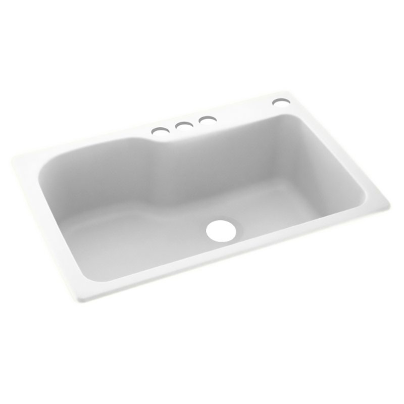 33'' L Mounting / Installation Required Single Bowl Solid Surface Kitchen Sink, 4 Hole, Canyon