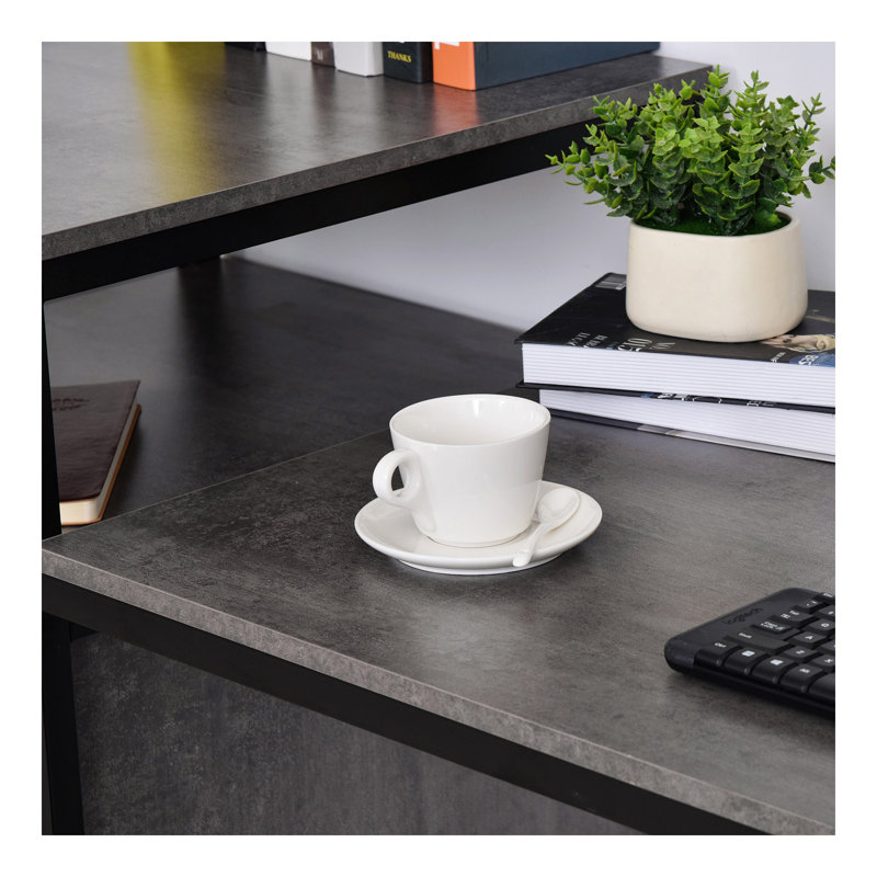 Étagère de bureau d'ordinateur de bureau 68 pouces avec support pour unité centrale, tablettes de rangement spacieuses et conception moderne à grain de bois
