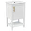 Meuble-lavabo de 20 po avec lavabo, armoire de salle de bain avec porte à fermeture douce, support de rangement et tablette ouverte-104923157