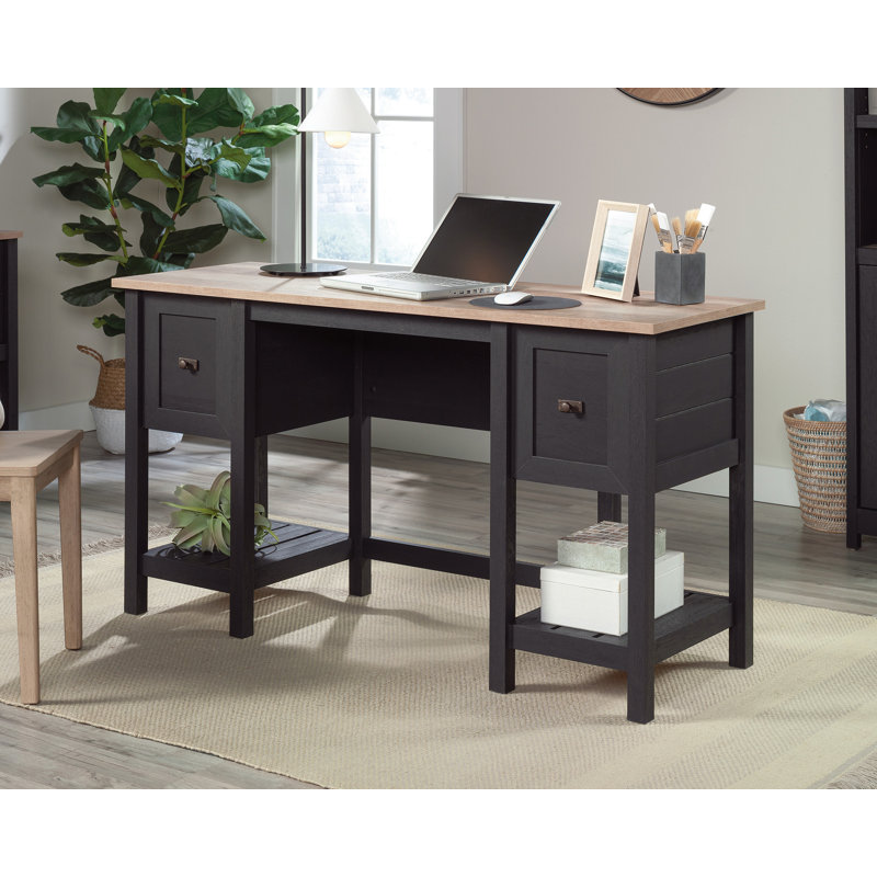 Raven Oak Executive Desk with Drawers and Filing Cabinet