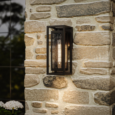 Shaw 15" 1-Light Outdoor Wall Light with Clear Water Glass in Antique Bronze
