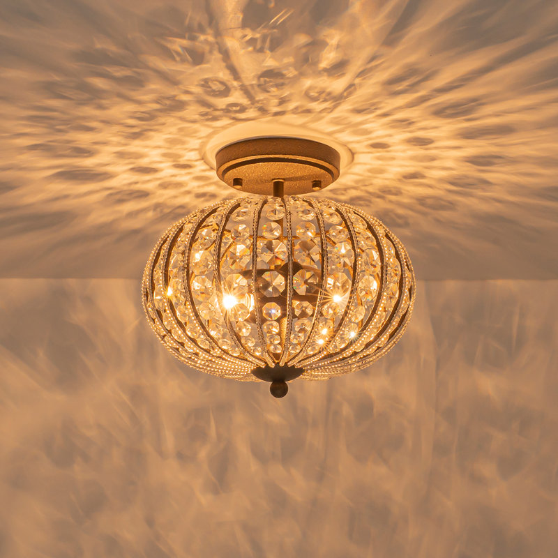 Plafonnier semi-encastré en cristal 2 lumières