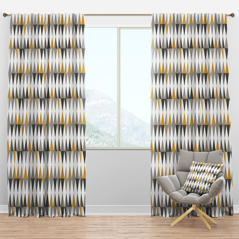 Panneau de rideau simple semi-diaphane avec passe-tringle Mid-Century Diamond, l 52 po x L 120 po