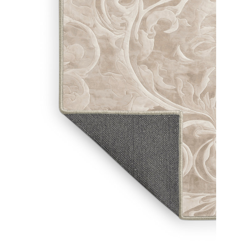 Tapis beige soyeux et moelleux, Rectangle 4 pi x 6 pi