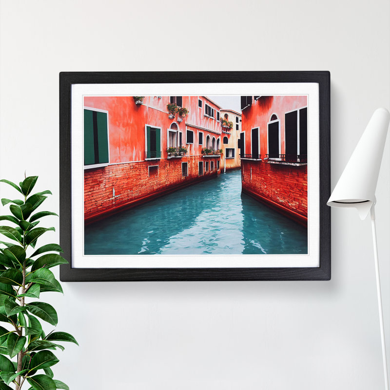 XH1022-9544X Venice Canal - Single Picture Frame Print, 34cm H x 46cm W x 2cm D, Black
