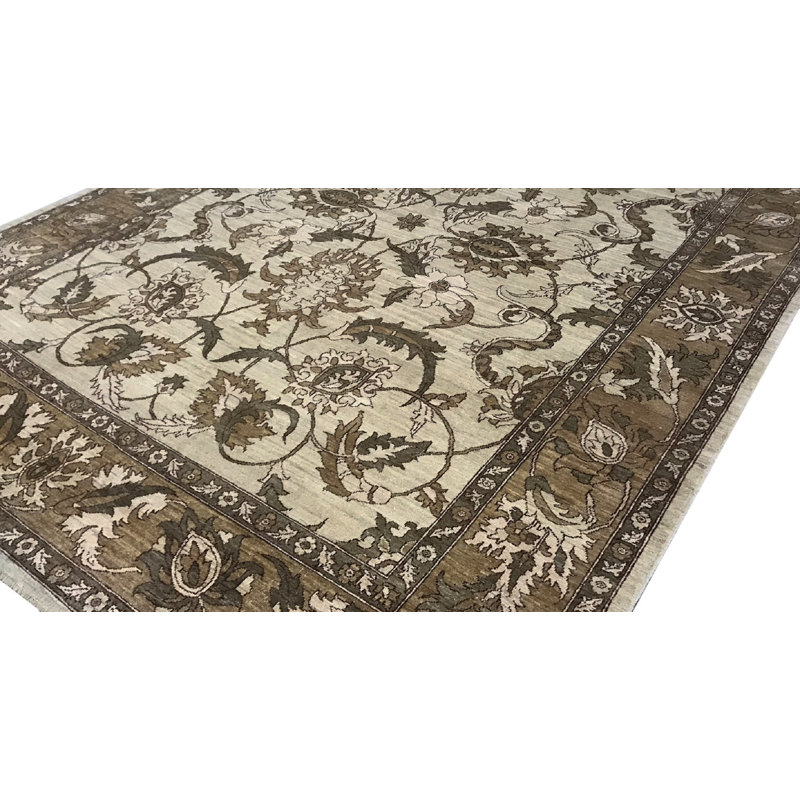 Tapis beige noué à la main de haute qualité