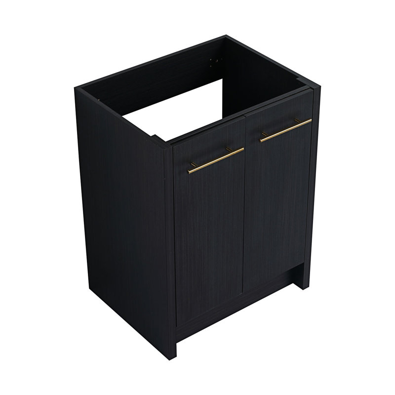 Black Freestanding Bathroom Vanity with Gold Handles