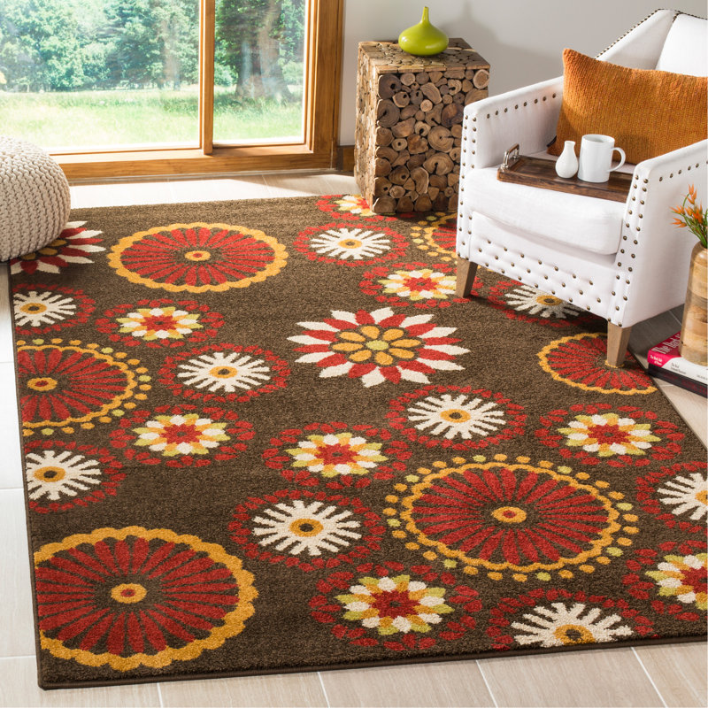 Tapis brun / rouge Layoune, Rectangle 5 pi 1 po x 7 pi 6 po