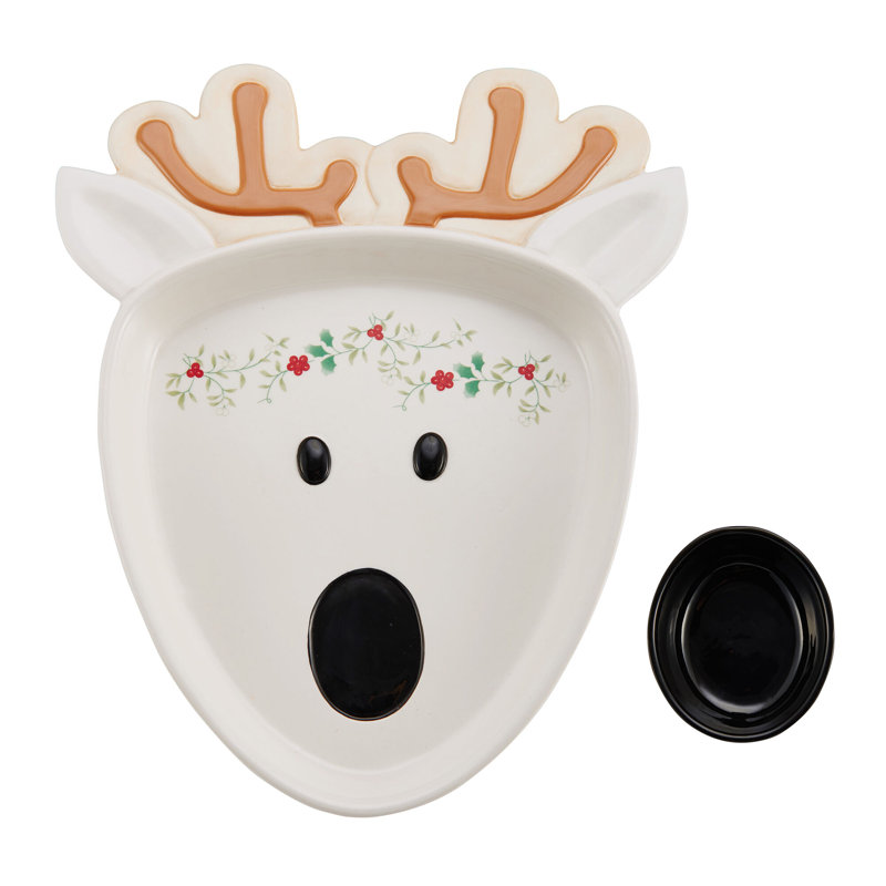 Pfaltzgraff Winterberry Reindeer Chip and Dip Platter