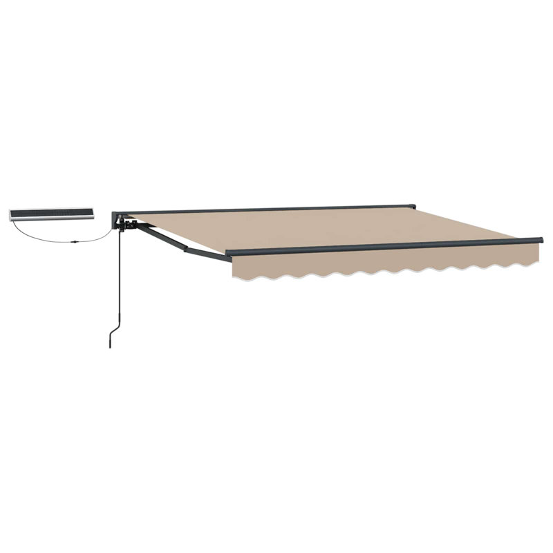 vidaXL Polyester Retractable Patio Awning, 165cm H x 500cm W x 300cm D, Cream/White