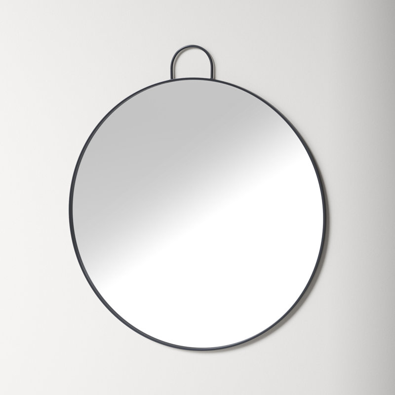 Kathy Metal Round Wall Mirror, Black