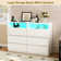 6-Drawer Double Dresser With USB Charging Station & LED Lighting - Modern Wood Storage Cabinet With Open Shelves.