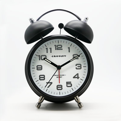 Modern & Contemporary Analog Metal Quartz Movement / Crystal Tabletop Clock with Alarm in Black