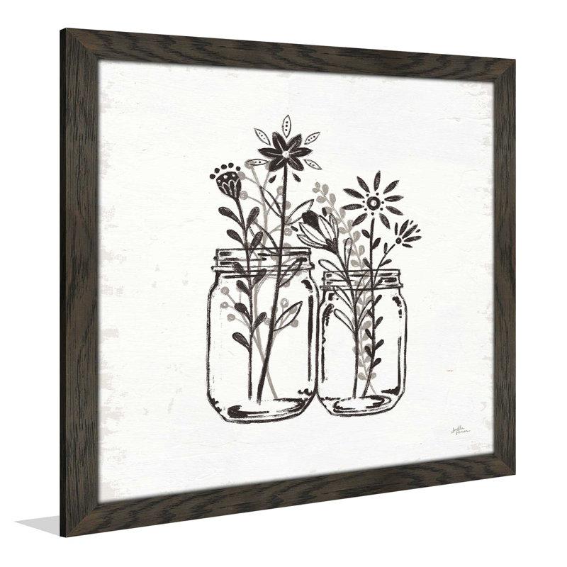 «Our Nest IV», reproduction de dessin, H 21,5 po x l 21,5 po x P 0,75 po, Cadre chocolat patiné