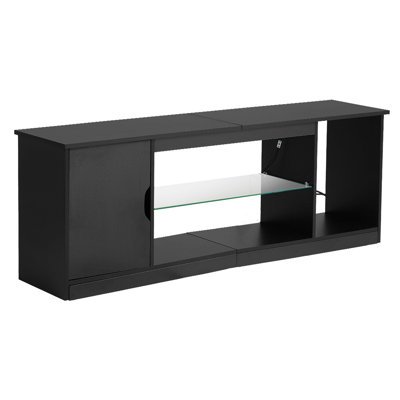 TV Stand For Tvs Up To 65 In Modern Entertainment Center With Glass Shelf