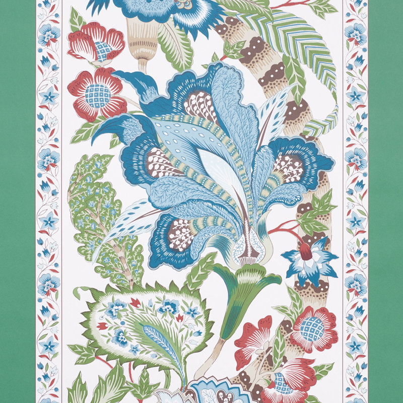 Schumacher x Timothy Corrigan Anjou Stripe Wallpaper, Emerald