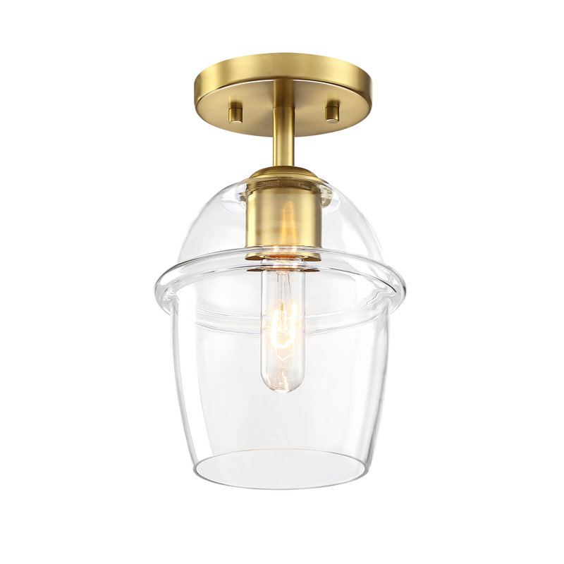 Plafonnier semi-encastré en verre Zarine, Or brossé