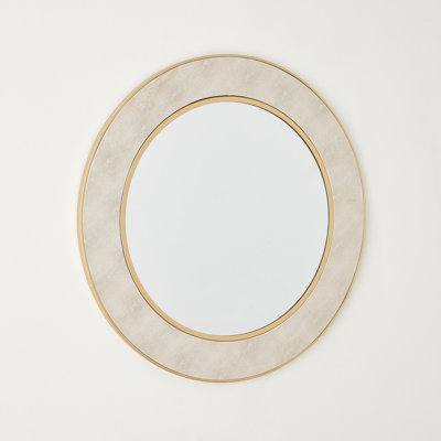 Oval Faux Shagreen Mirror-Gold/Cream