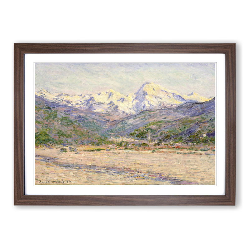 The Valley of the Nervia by Claude Monet - Picture Frame Painting, 27cm H x 36cm W x 2cm D, Walnut Framed