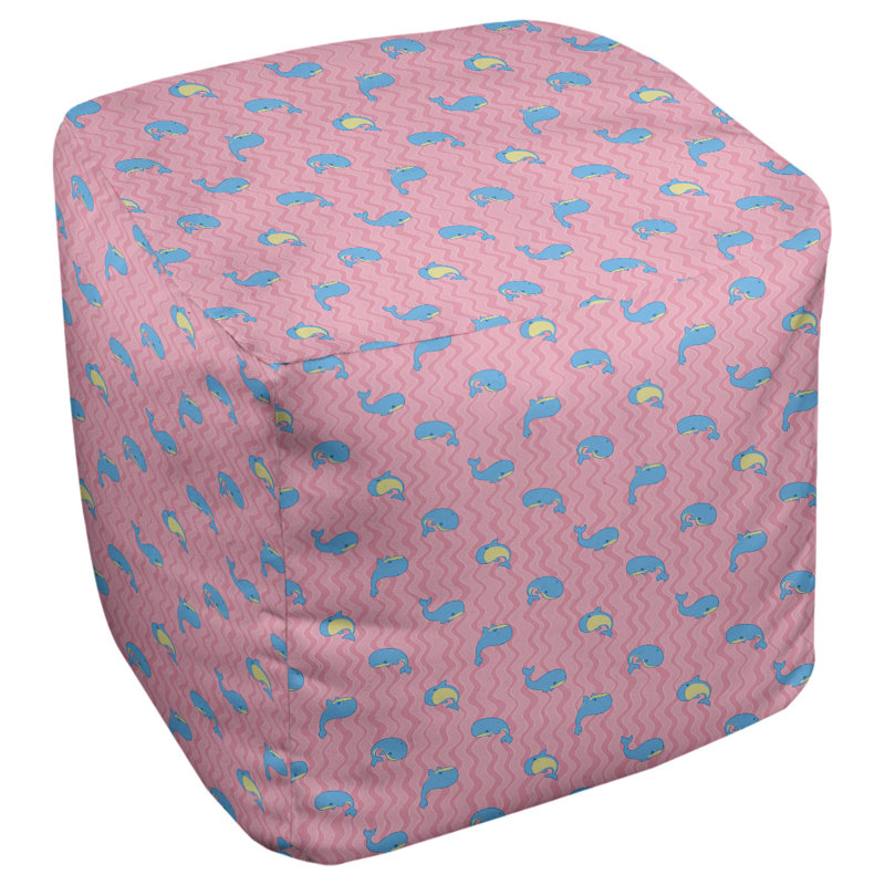 Repose-pieds Avicia, H 18 po x l 18 po x P 18 po, Bleu lierre / rose