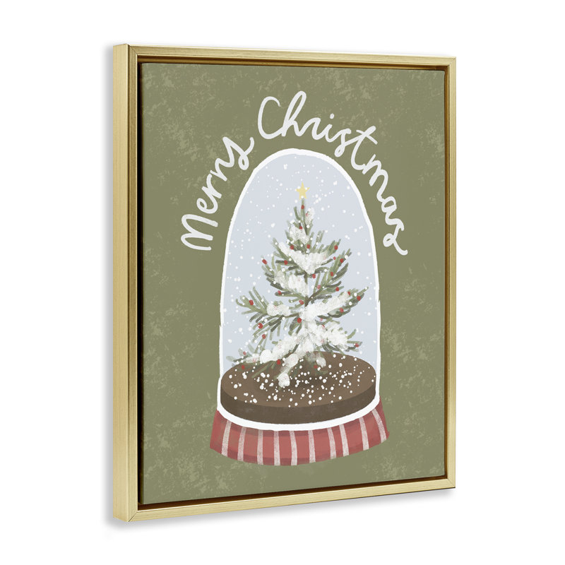 Cadre flottant Merry Christmas Snow Globe, design par Sadie Harper, H 31 po x l 25 po, Cadre flottant métallique doré