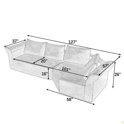 Canapé modulaire moderne minimaliste, accoudoir à droite, accoudoirs larges et coussins décoratifs, canapé d'angle courbé élégant pour le salon et la chambre à coucher - noir