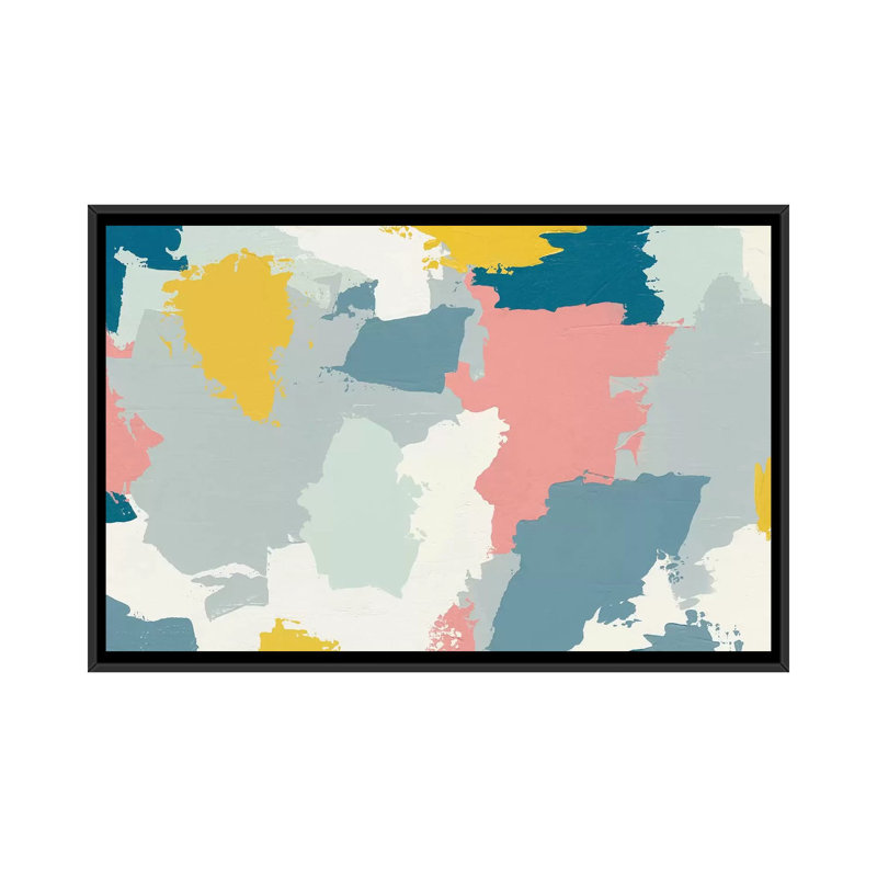« happy iii » par moira hershey, impression sur toile, H 18 po x l 26 po x P 1,5 po, Toile avec cadre flottant noir