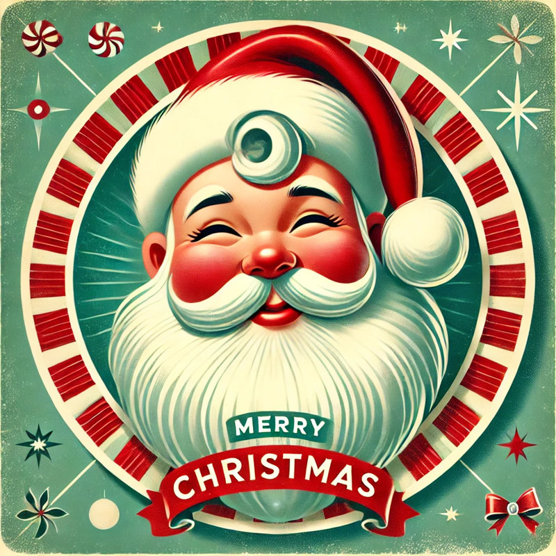 Art mural rétro sur toile, père Noël et joyeux Noël, H 20 po x l 20 po x P 1,5 po