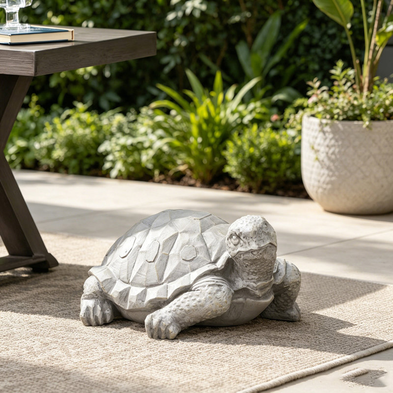 Statue tortue d'extérieur, gris foncé, sans assemblage requis