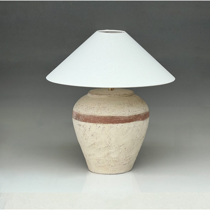 Approx. 25 Inches High Large Tribe Water Jar Table Lamp with Jute Shade