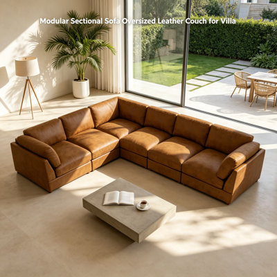 Brown Modular Corduroy Upholstered Sectional Sofa