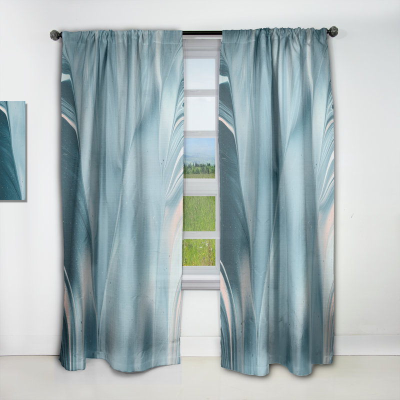 Rideau en lin Blue Modern Water I, L 52 po x L 108 po