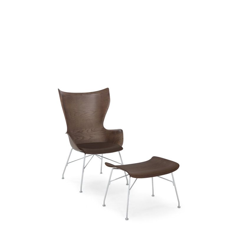 K/Wood Lounge Chair, Dark Wood/Crhome